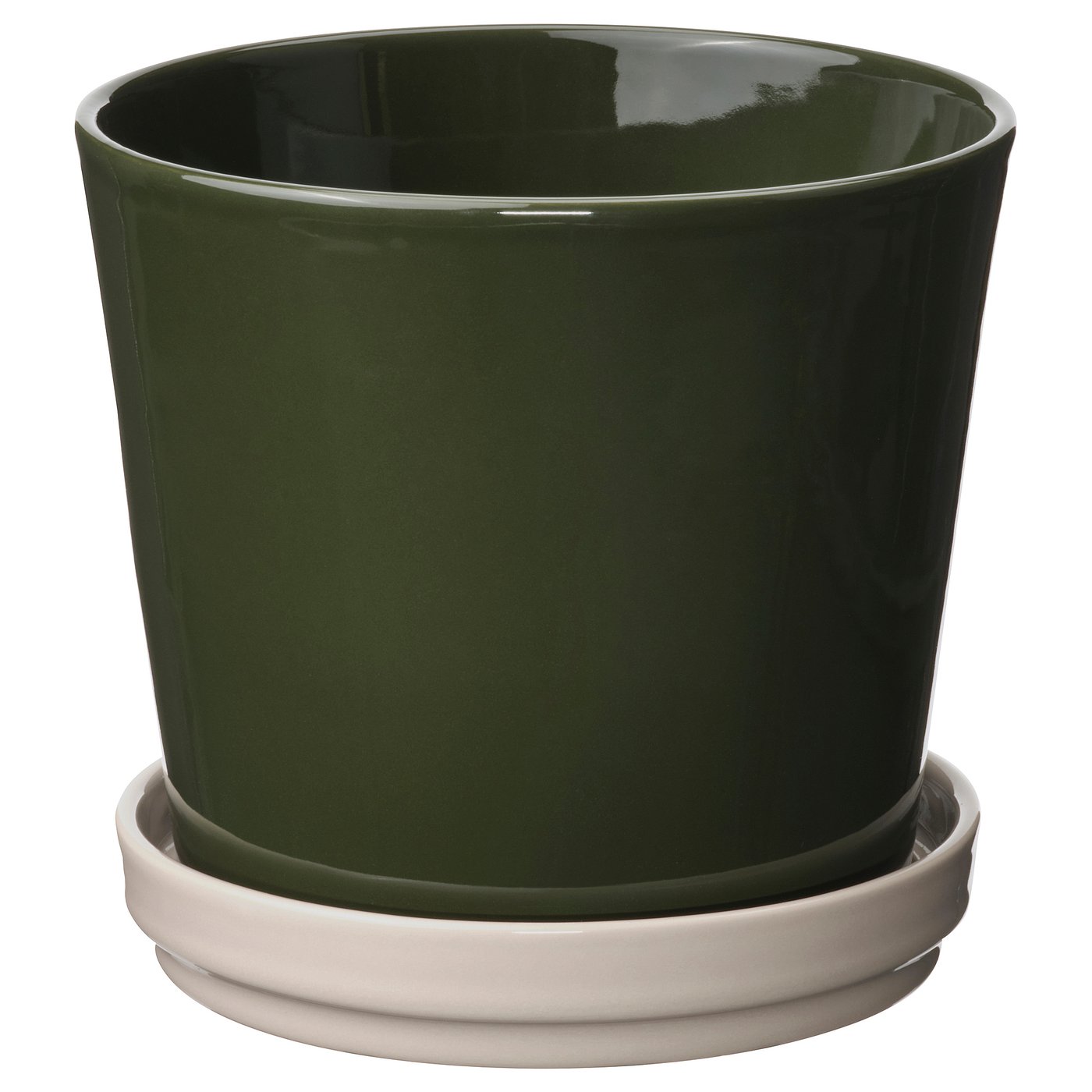 IKEA KLOTLÖNN Blumentopf mit Untersetzer drinnen/draußen/dunkel graugrün hellbeige
