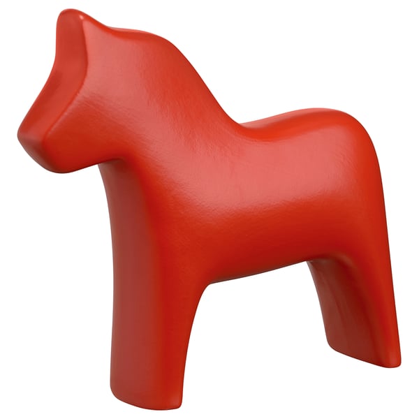 Rotes Dalapferd aus Keramik, ohne Gesicht