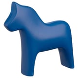 Blaue Keramik Dala Pferd Spielzeug, glatte Oberfläche, stehende Pose.