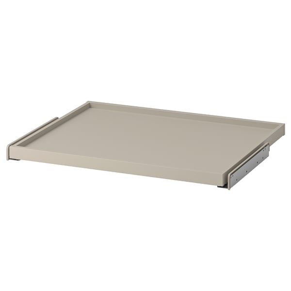 KOMPLEMENT Ausziehbares Tablett in Beige mit Seiten und Griffen aus Metall.