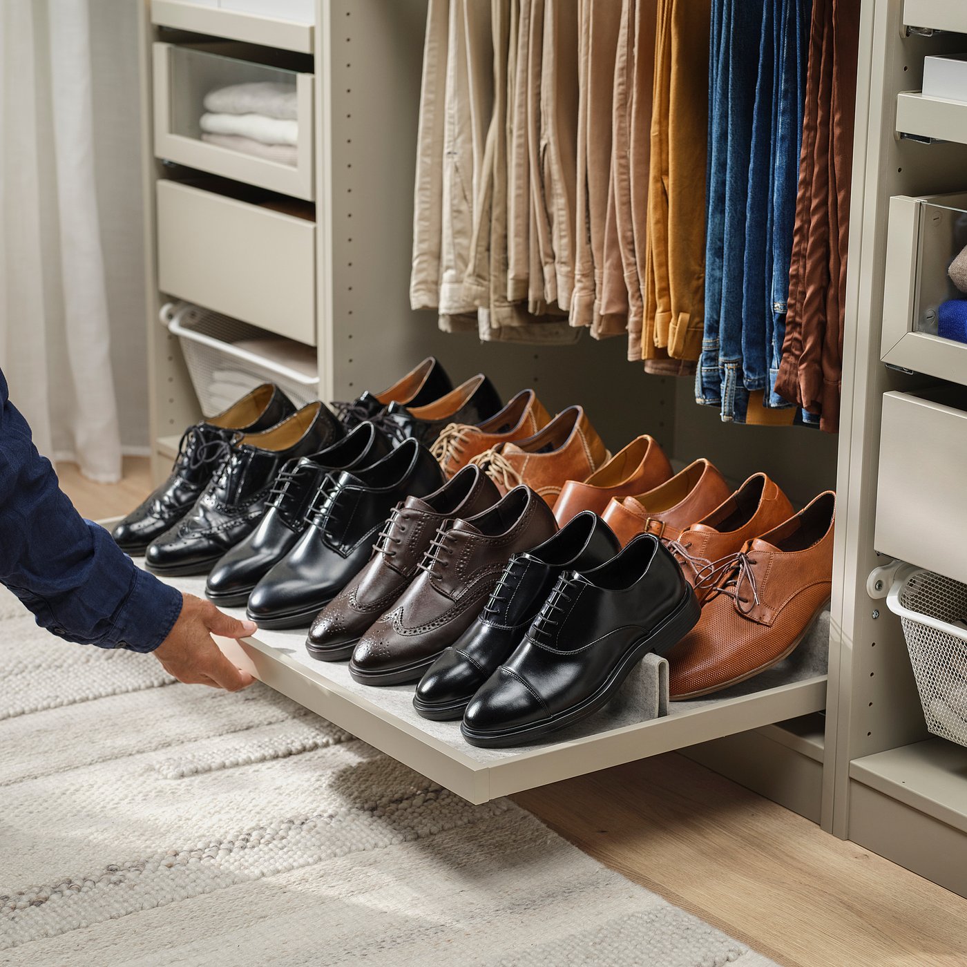 Thumbnail - IKEA KOMPLEMENT Ausziehboden mit Schuheinsatz graubeige/hellgrau 100x58 cm