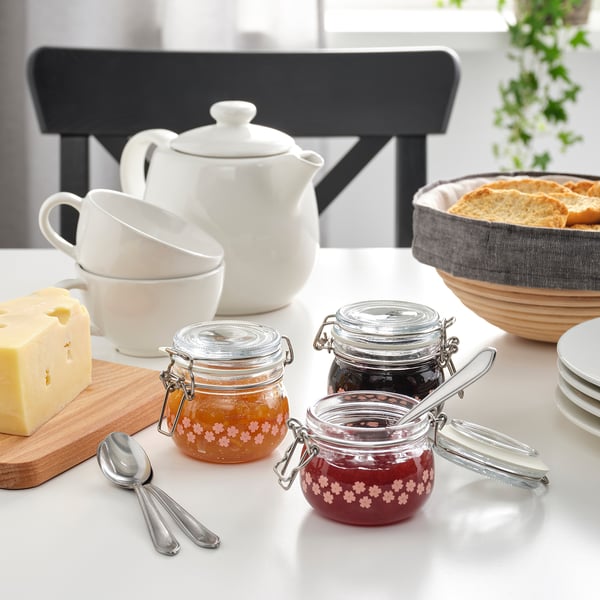 KORKEN Dose mit Deckel, Glas bedruckt, 13 cl - IKEA Deutschland