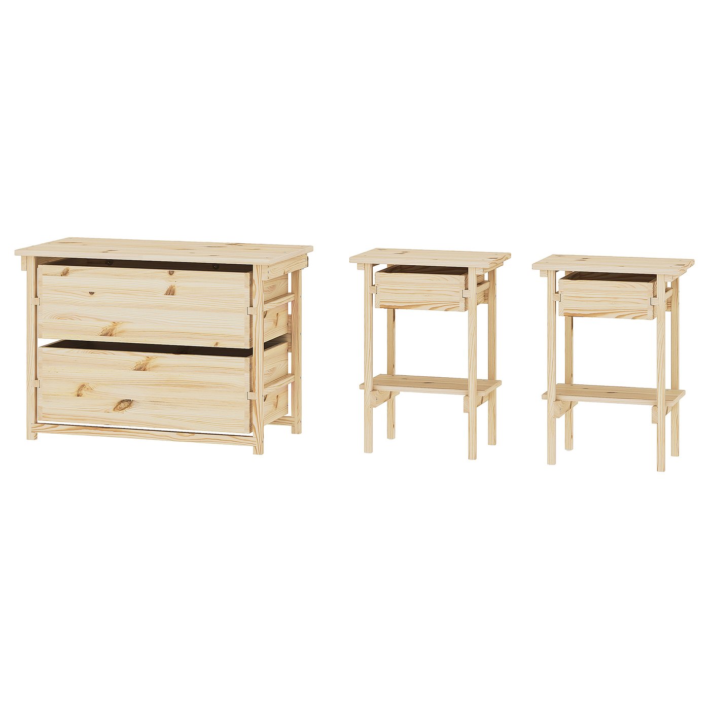 IKEA KRONÖREN Schlafzimmermöbel 3er-Set Kiefer