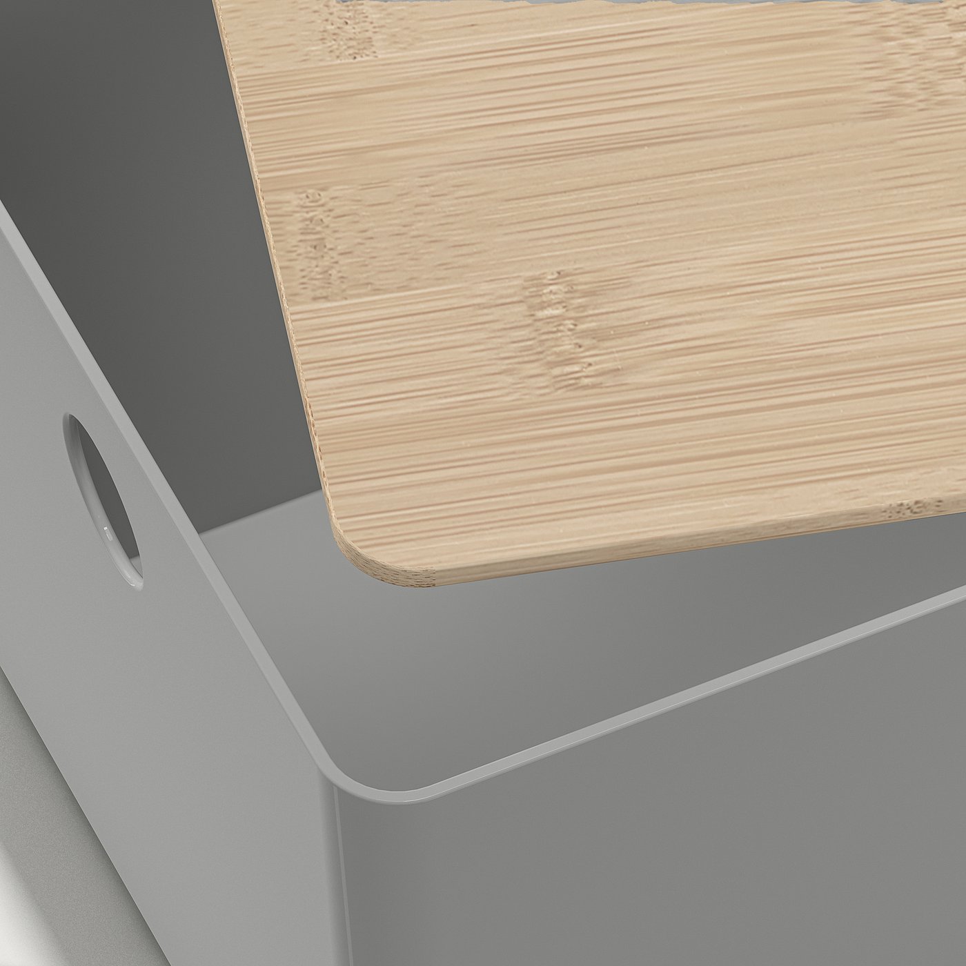 Thumbnail - IKEA KUGGIS Box mit Deckel hellgrau/Bambus 18x26x15 cm