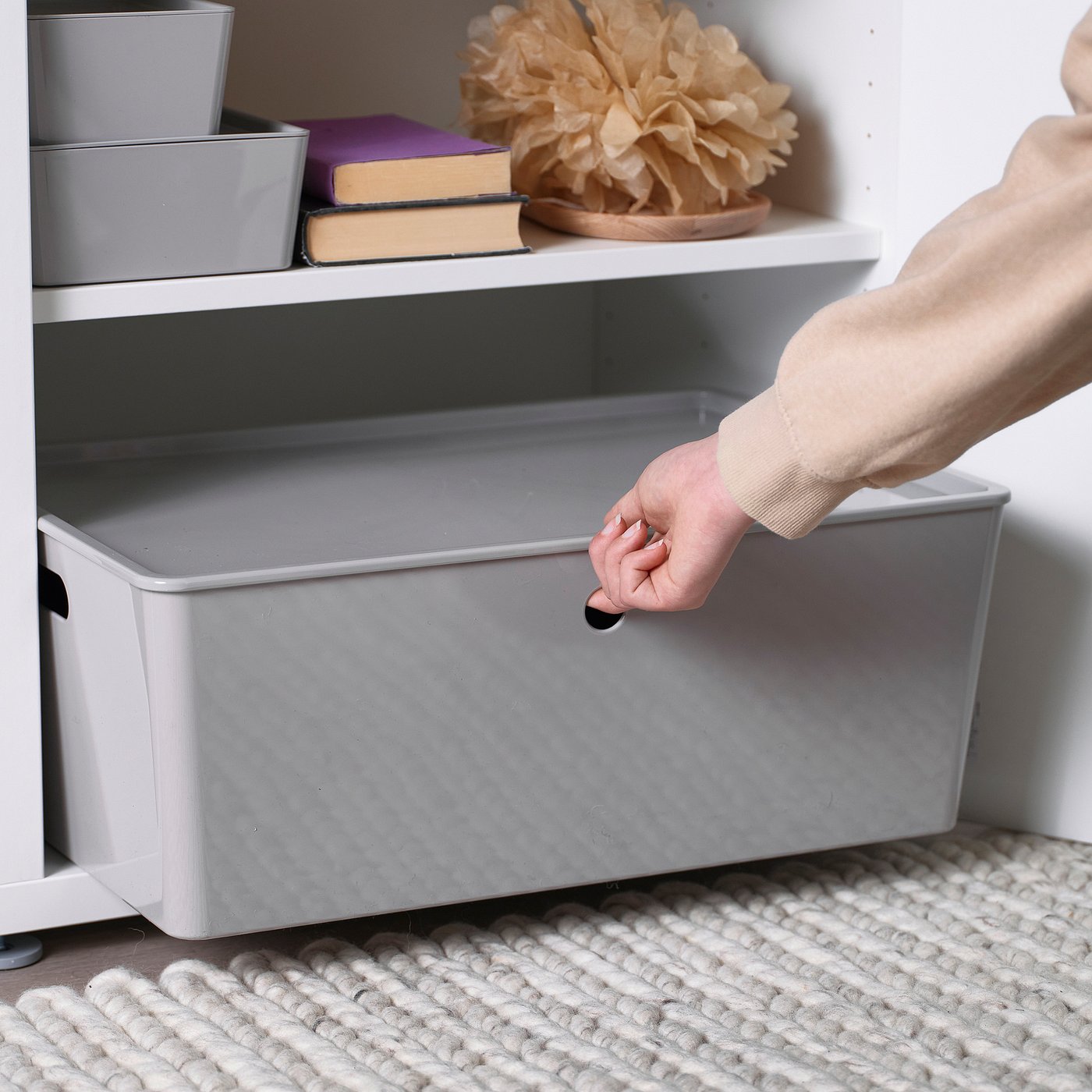 Thumbnail - IKEA KUGGIS Box mit Deckel hellgrau 37x54x21 cm