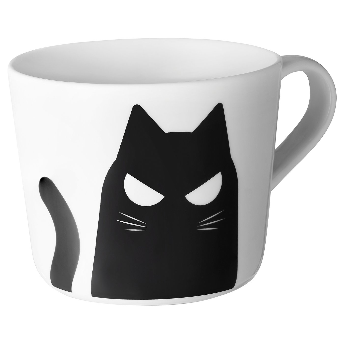 IKEA KUSTFYR Becher weiß/Katze schwarz