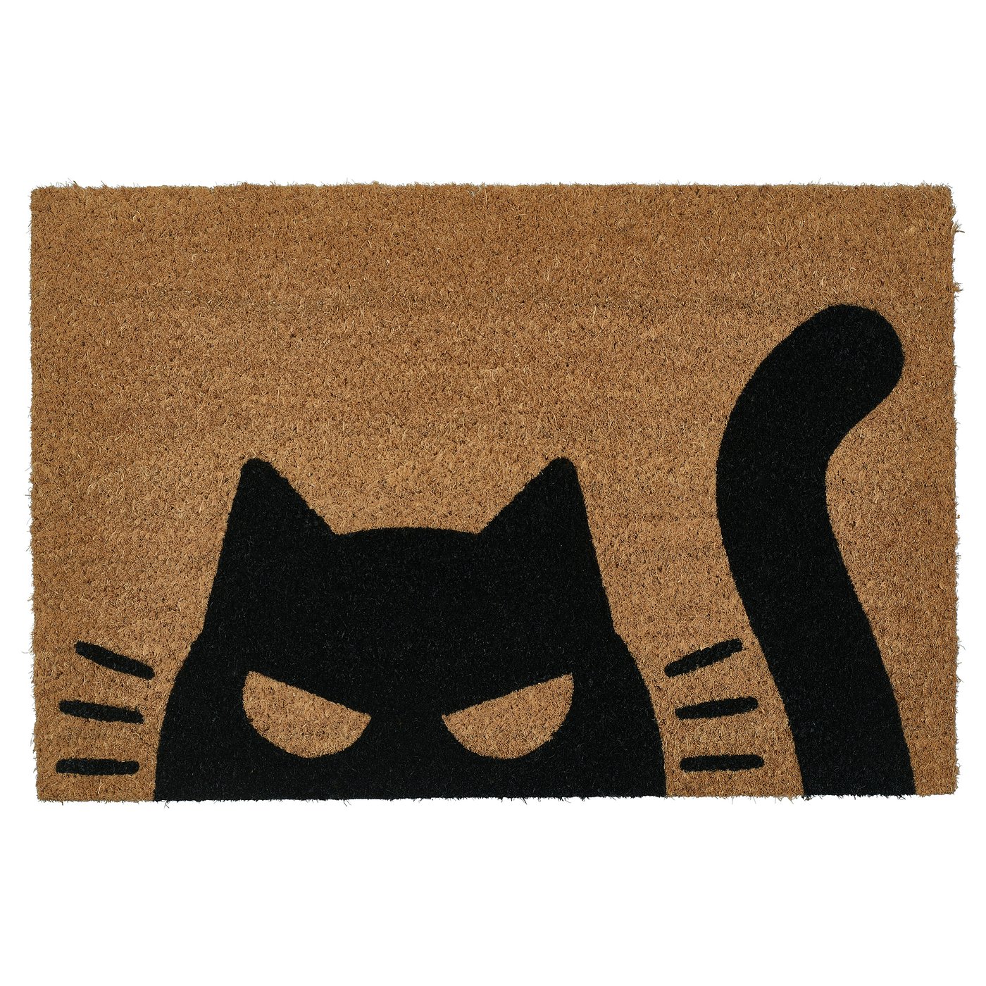 IKEA KUSTFYR Fußmatte Katzenmuster schwarz/natur