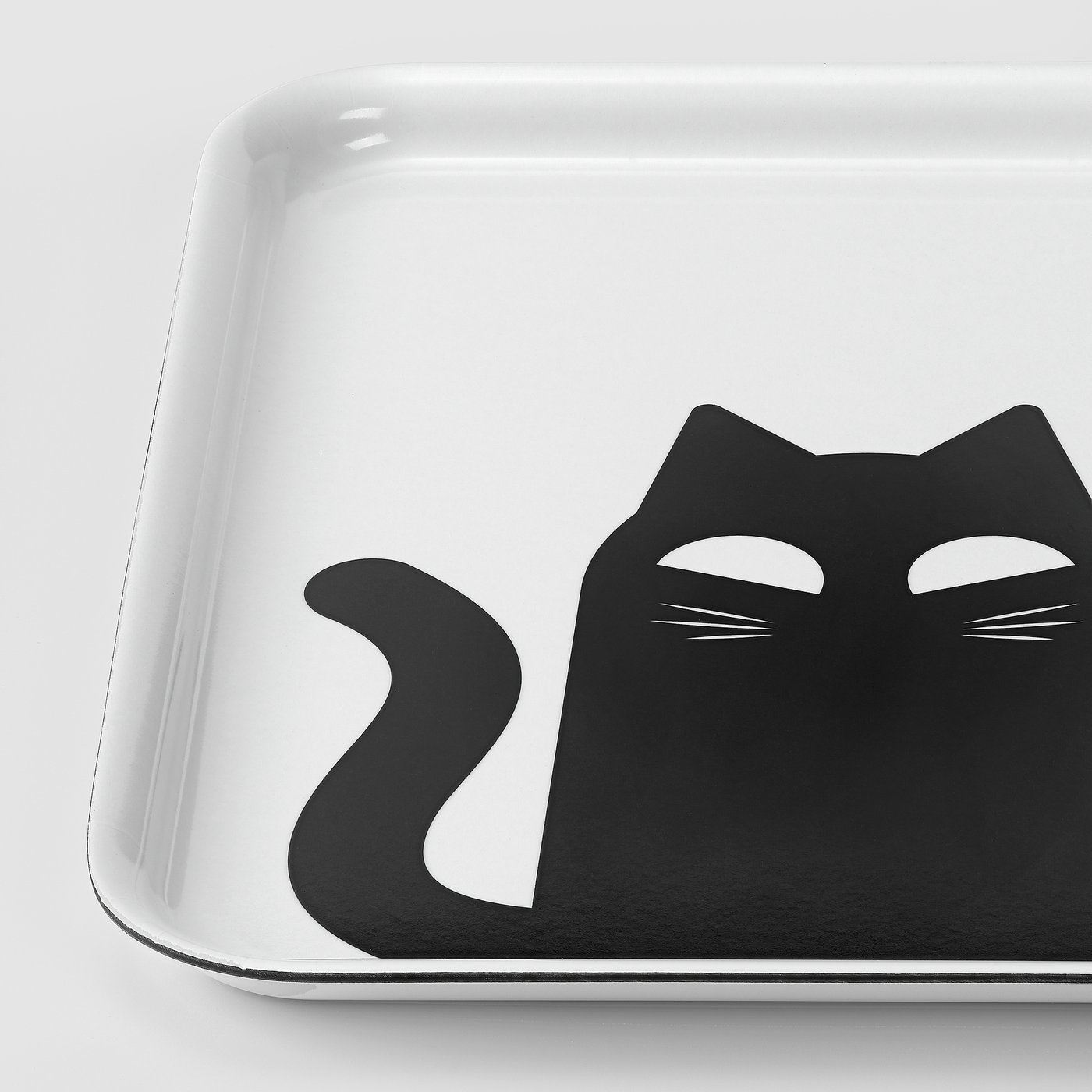 Thumbnail - IKEA KUSTFYR Tablett weiß/Katze schwarz