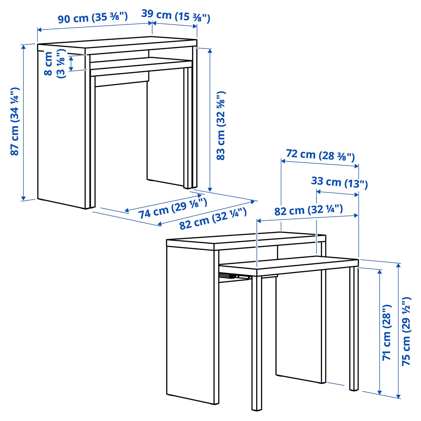 Thumbnail - IKEA LÄNGDHOPP Schreibtisch, ausziehbar weiß