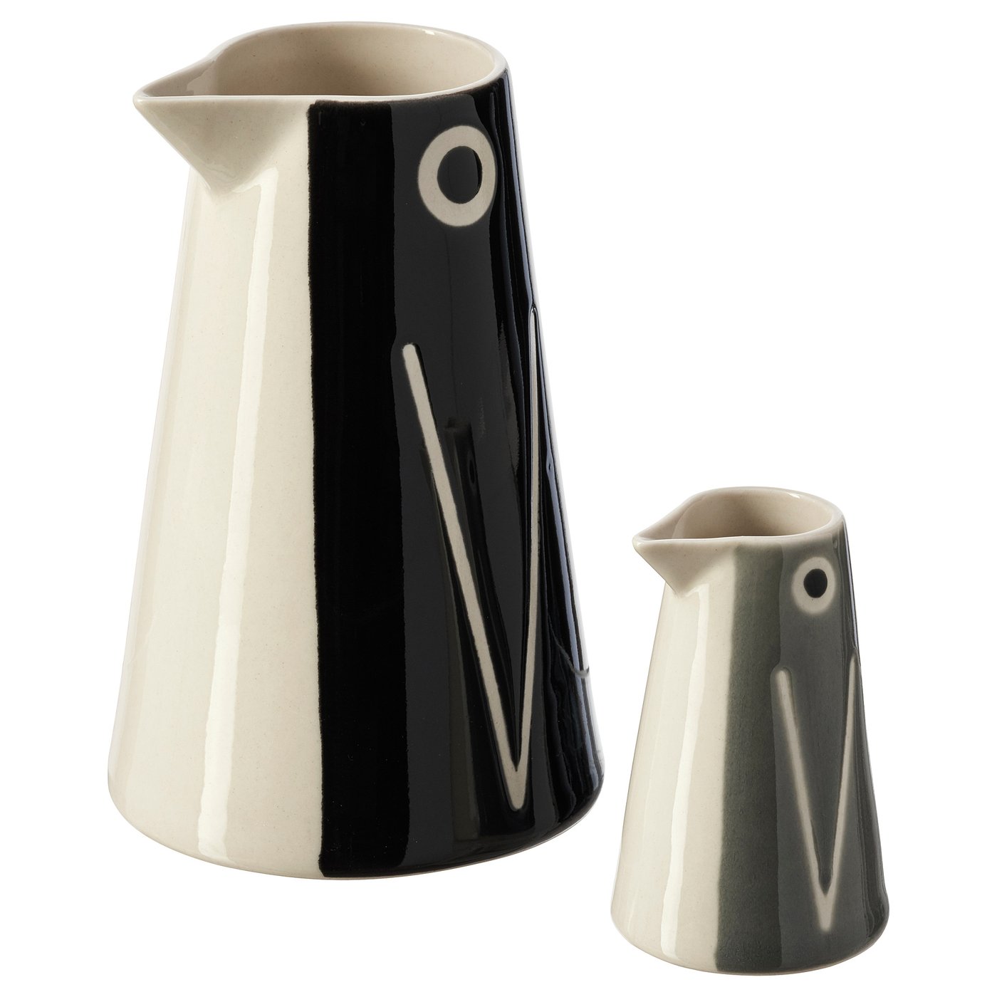 LÄTTSÅLD Vase/Karaffe 2erSet Pinguin, schwarz grau IKEA Deutschland