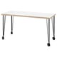 LAGKAPTEN Tisch, platte beige, schwarze Beine. Modernes Design mit Rädern.