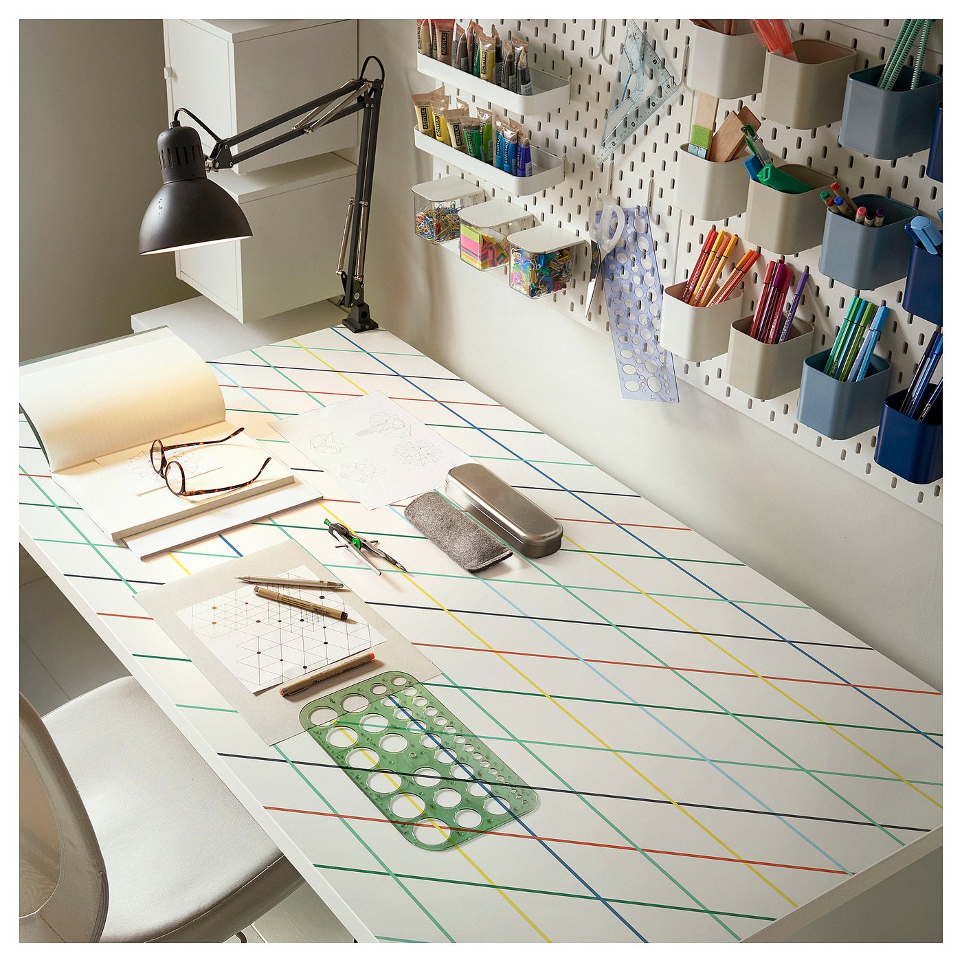 Thumbnail - IKEA LAGKAPTEN Tischplatte Gitter/bunt