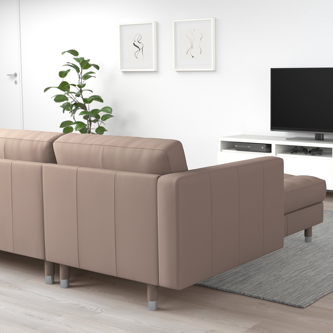 Thumbnail - IKEA LANDSKRONA 5er-Sofa mit Récamieren/Grann/Bomstad dunkelbeige/Metall Grann/Bomstad dunkelbeige