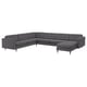 Option: Modernes dunkelgraues Ecksofa mit getufteten Rücken- und Sitzkissen, Metallbeinen.