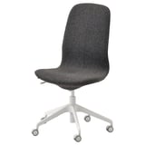 LÅNGFJÄLL Bürostuhl, dunkelgrauer Stoff, weißes Gestell, höhen- und neigungsverstellbar, fünf Räder.