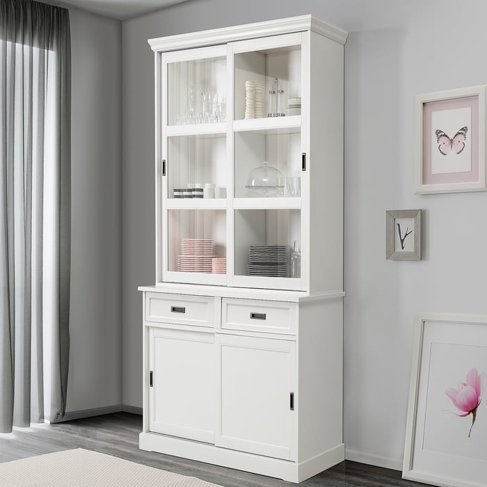 LARSFRID Vitrine mit Schiebetüren, weiß, 103x136 cm IKEA Deutschland