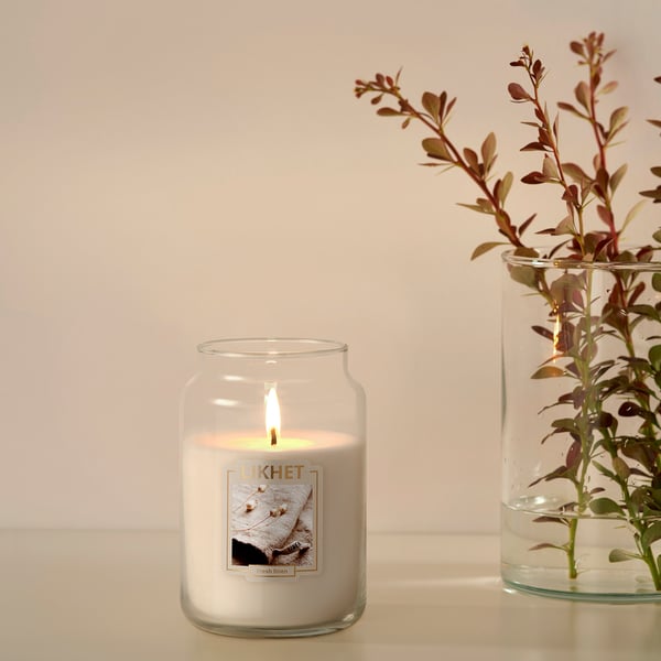 LIKHET Duftkerze im Glas, Frische Wäsche/naturfarben, 100 Std. - IKEA ...