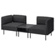 Dunkelgraues modulares Sofa LILLEHEM mit Tunsta-Beistelltisch. U-förmiges Sofa mit klaren Linien und Metallbeinen.