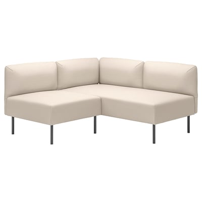 Modernes beiges Sofa LILLEHEM, L-förmig mit schlanken Metallbeinen, mit Polyester bezogen, perfekt für gemütliche Ecken.