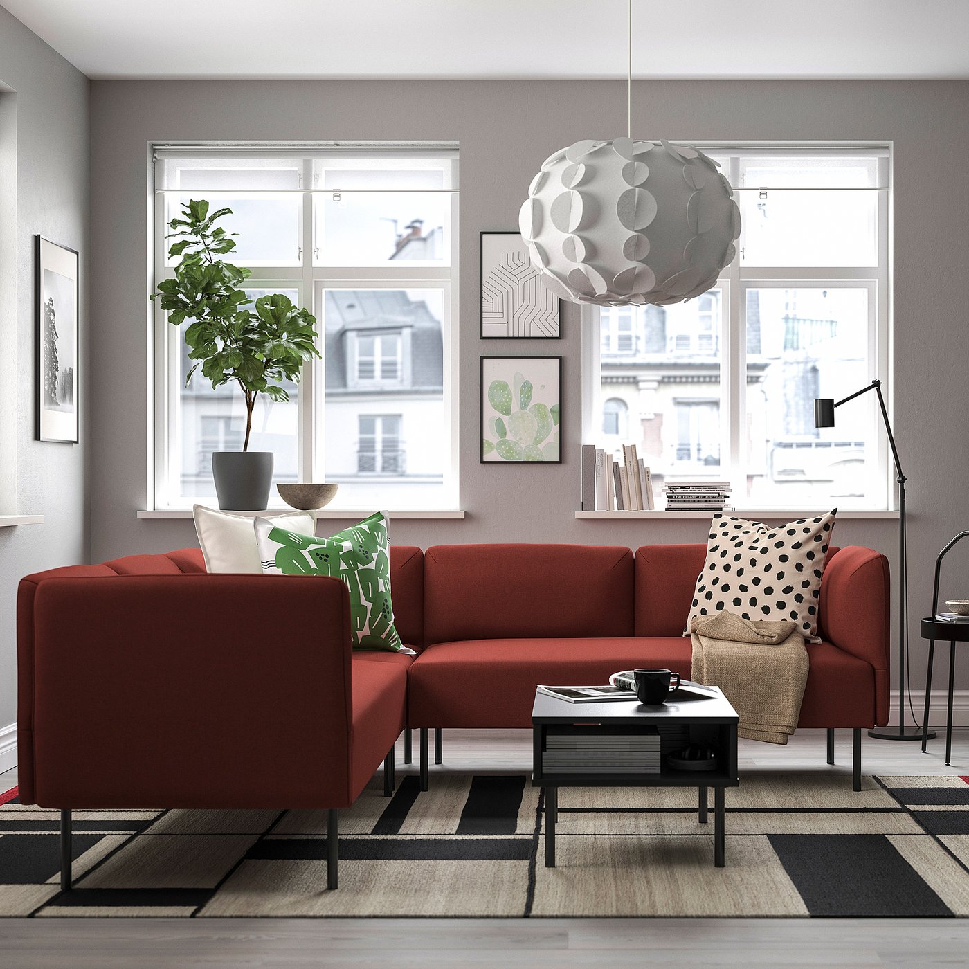 Thumbnail - IKEA LILLEHEM Modulecksofa 4-sitzig Gunnared/braunrot Metall Gunnared braunrot