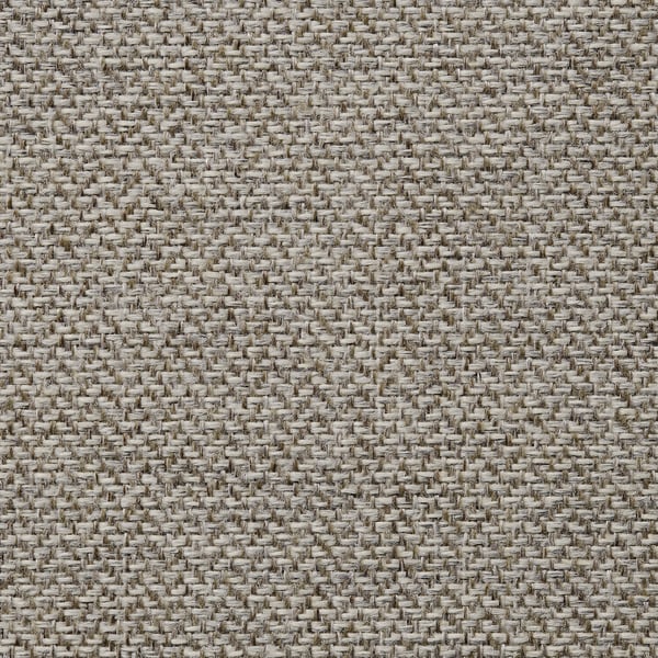 Nahaufnahme der Textur aus gewebtem, hellgrauem Stoff mit leichtem Glanz, der ein kompliziertes Fischgrätmuster zeigt.