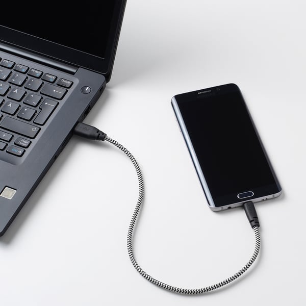 LILLHULT Micro-USB auf USB-Kabel - schwarz, weiß - IKEA