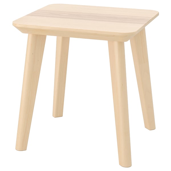 LISABO quadratischer Beistelltisch, Naturholz. Decke aus leichtem Eschenfurnier, robuste Birkenbeine, minimalistisches Design.