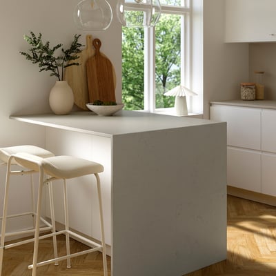 LOCKEBO Maßarbeitsplatte, hellbeige Betonmuster/Glaskomposit, 1 m²x2.0 cm