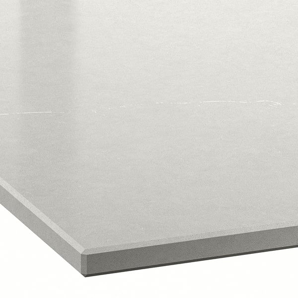 LOCKEBO Maßarbeitsplatte, helles Graubeige marmoriert/Glaskomposit, 1 m²x2.0 cm