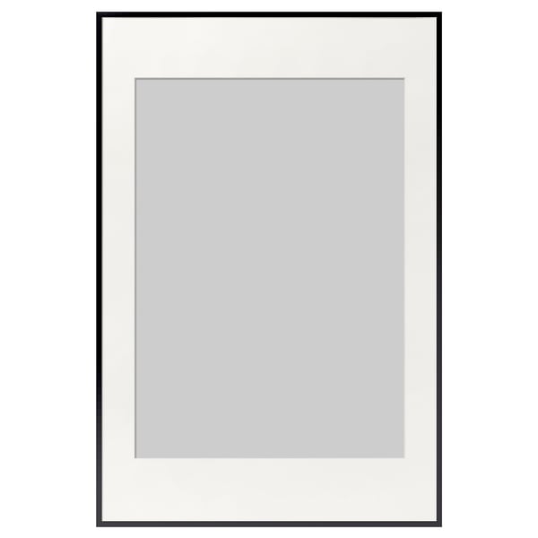 LOMVIKEN gerahmtes Bild, schwarz, rechteckig, dünne Metallkante, sichere Kunststoffabdeckung.