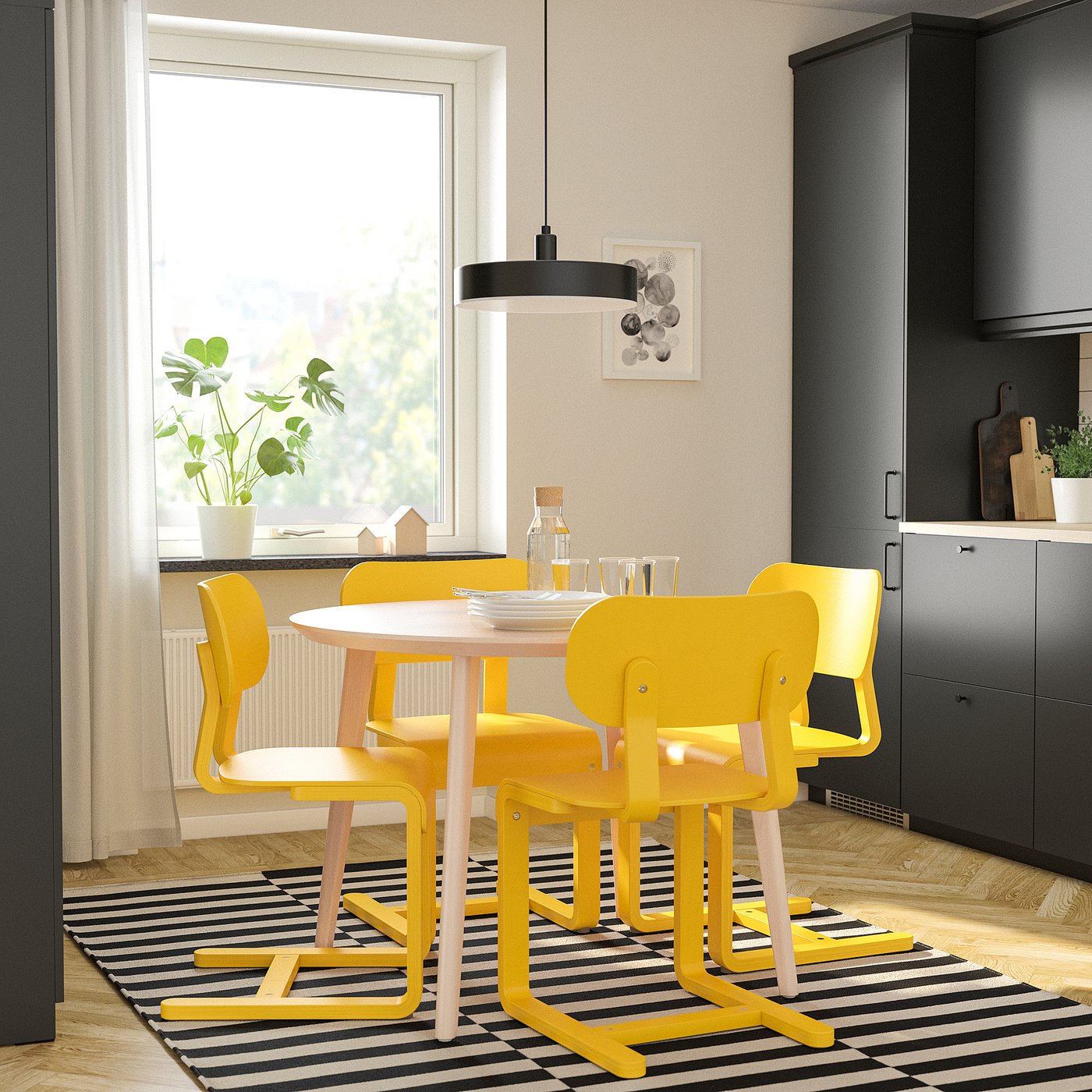 Thumbnail - IKEA LYCKAN Stuhl gelb/Birkenfurnier