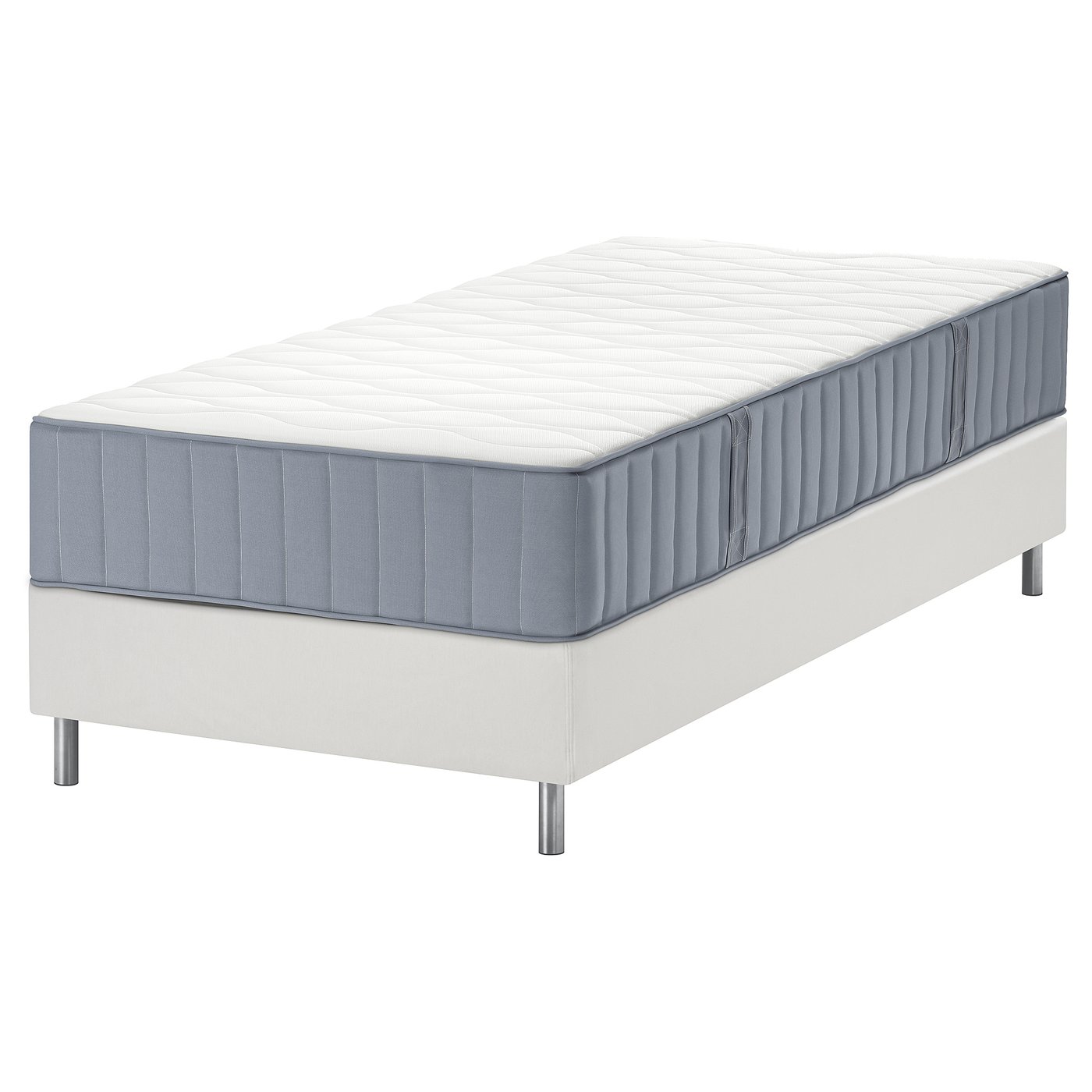 IKEA LYNGÖR Boxspringbett Vågstranda fest/hellblau weiß