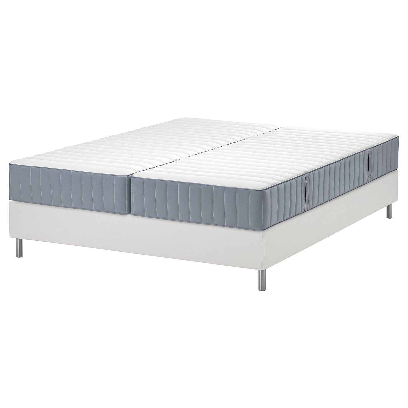 IKEA LYNGÖR Boxspringbett Valevåg fest/mittelfest/hellblau weiß 160x200 cm