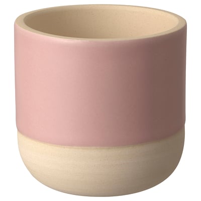 Ein stilvolles MAJROSKOGEN Pflanzgefäß in Rosa- und Beigetönen mit strukturierter Oberfläche, perfekt für den Außenbereich.