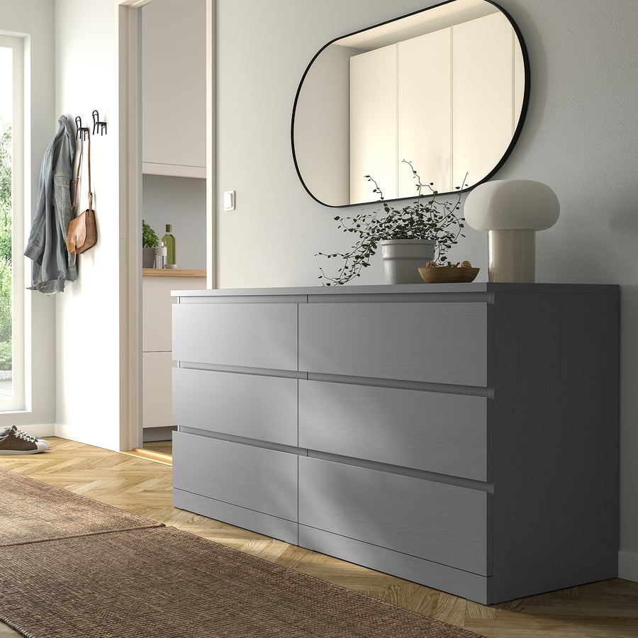 MALM Kommode, 6 Schubladen, grau lasiert, 160x78 cm IKEA Deutschland