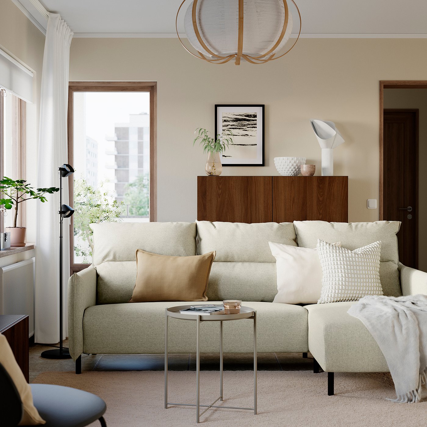 Thumbnail - IKEA MANNARP 3er-Sofa mit Récamiere Saxemara schwarzblau Saxemara schwarzblau