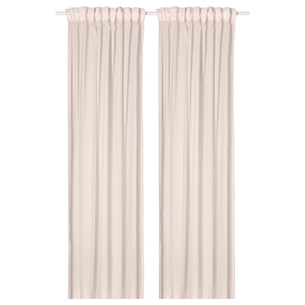 Transparente rosa Vorhänge mit Streifen und Nähten, die Privatsphäre bieten und aus recyceltem Polyester hergestellt sind.