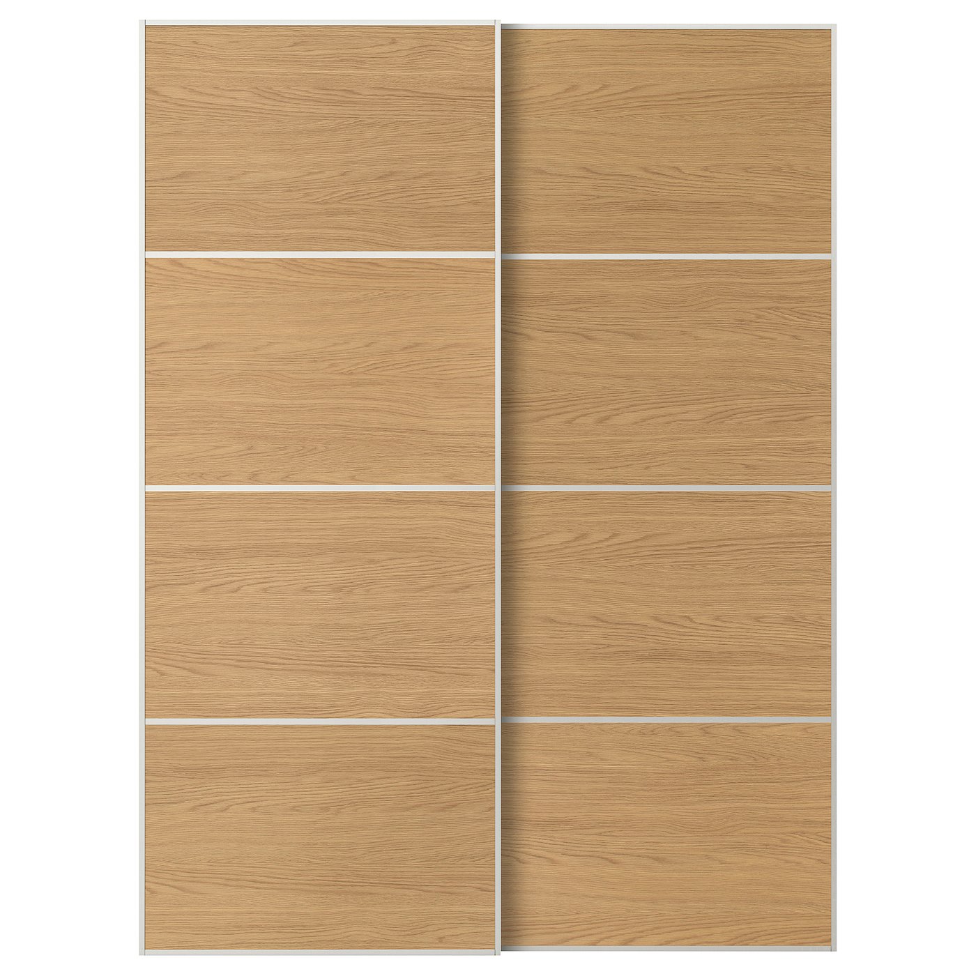 IKEA MEHAMN Schiebetürpaar weiß/doppelseitig Eichenachbildung 150x201 cm