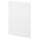 Weiße Küchenschranktür im modernen, minimalistischen Stil.