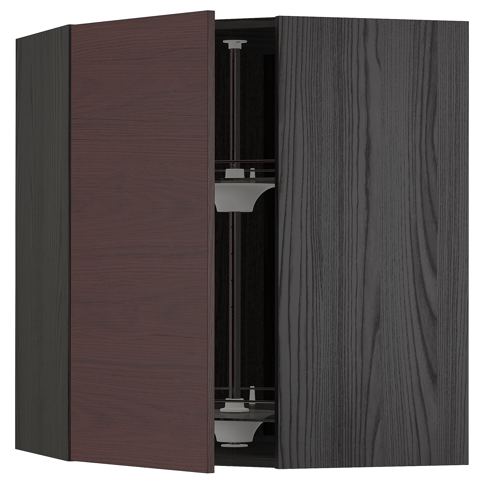 METOD Wandeckschrank mit Karussell - schwarz Askersund, dunkelbraun