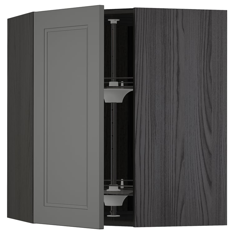 METOD Wandeckschrank mit Karussell - schwarz, Axstad dunkelgrau - IKEA