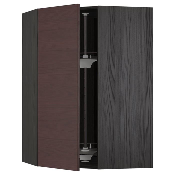 METOD Wandeckschrank mit Karussell - schwarz Askersund, dunkelbraun