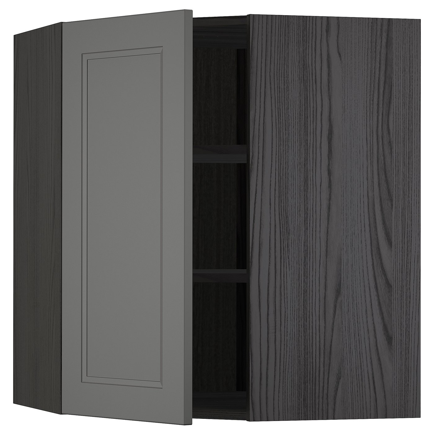 METOD Wandeckschrank mit Böden - schwarz, Axstad dunkelgrau - IKEA