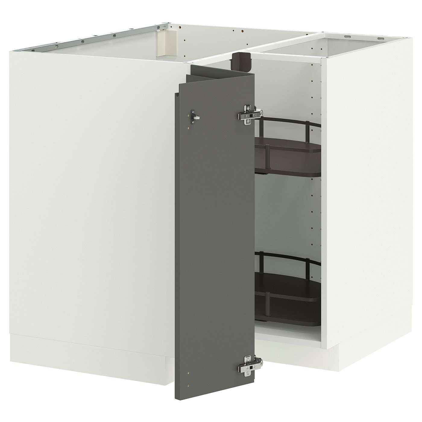 IKEA METOD Eckunterschrank+Karussell weiß/Voxtorp dunkelgrau