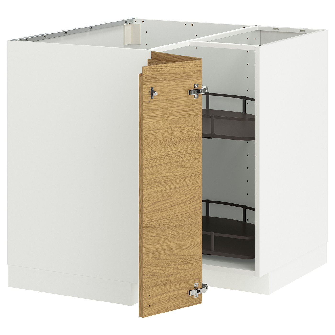 IKEA METOD Eckunterschrank+Karussell weiß/Voxtorp Eichenachbildung