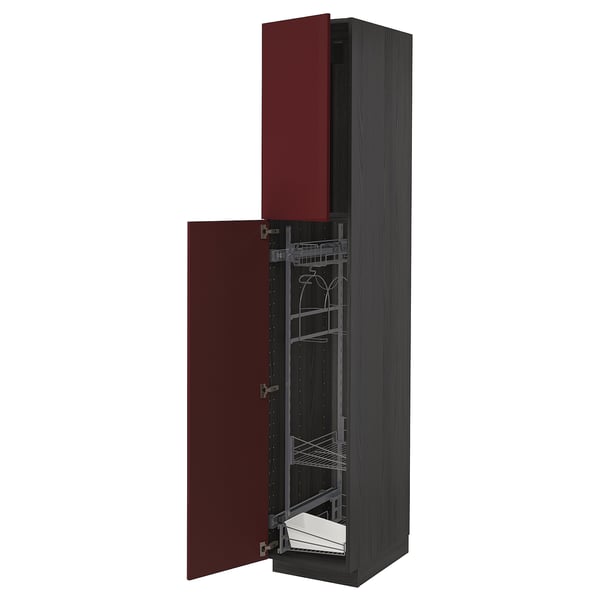 METOD Hochschrank mit Putzschrankeinr. - schwarz Kallarp ...