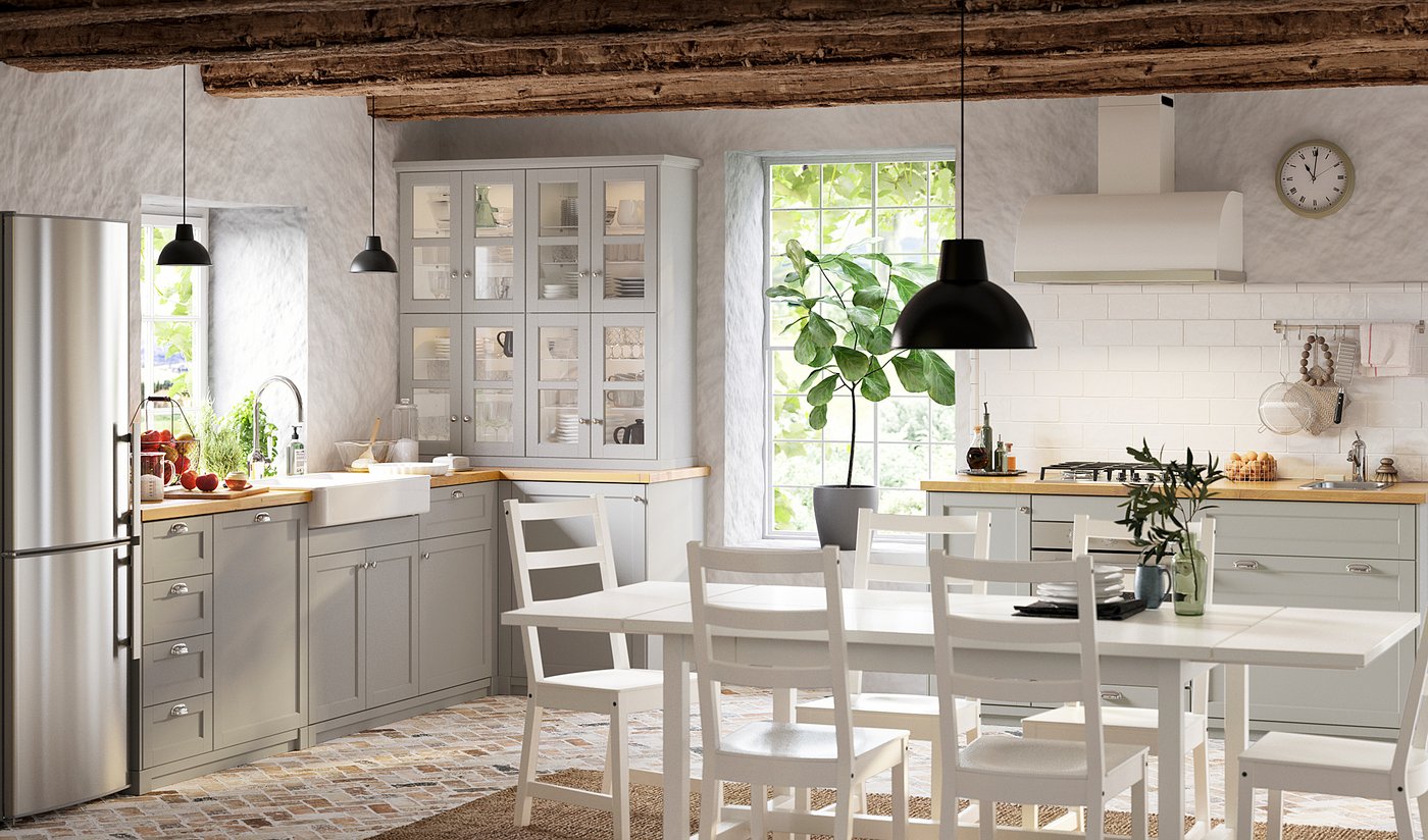 Thumbnail - IKEA METOD Hochschr f Kühl/Gefrierschr+2Tür weiß/Lerhyttan hellgrau 60x60x220 cm