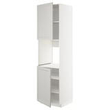 Ein weißer METOD Küchenschrank von ikea. Er hat eine hohe, rechteckige Form mit einer Tür und Innenböden, ideal für die Aufbewahrung in der Küche.