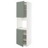 METOD Küchenschrank, graugrün, weiß, schlanke rechteckige Form, modernes Design.