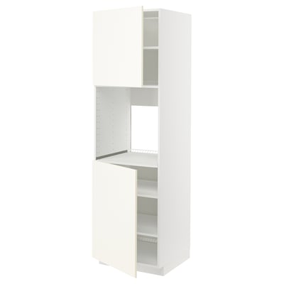 Weißer METOD-Küchenschrank, hoch mit Regalen, modernes Design.